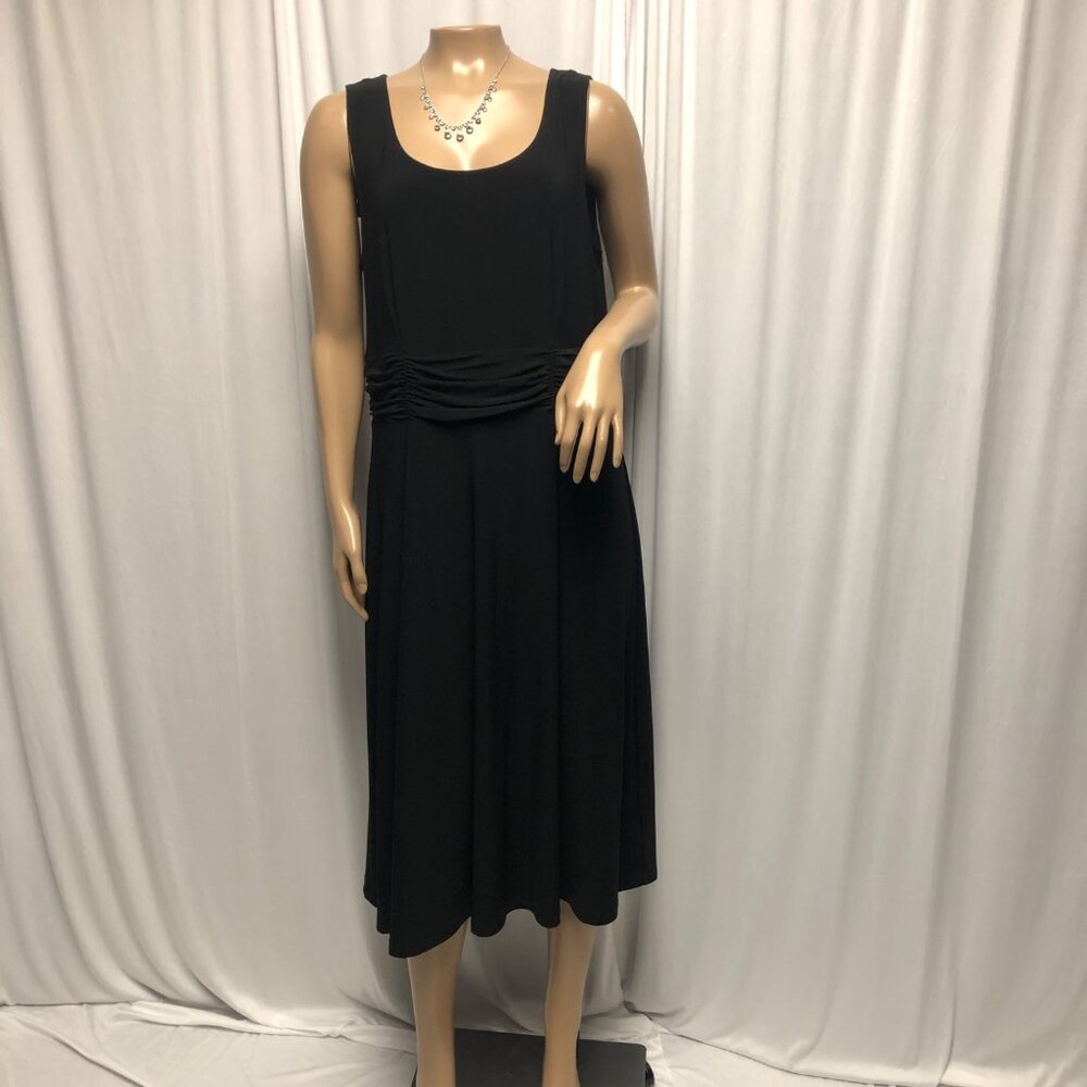 KStudio Dress Womens Size 14 Black Gathered Waist Sleeveless Stretchy Classic